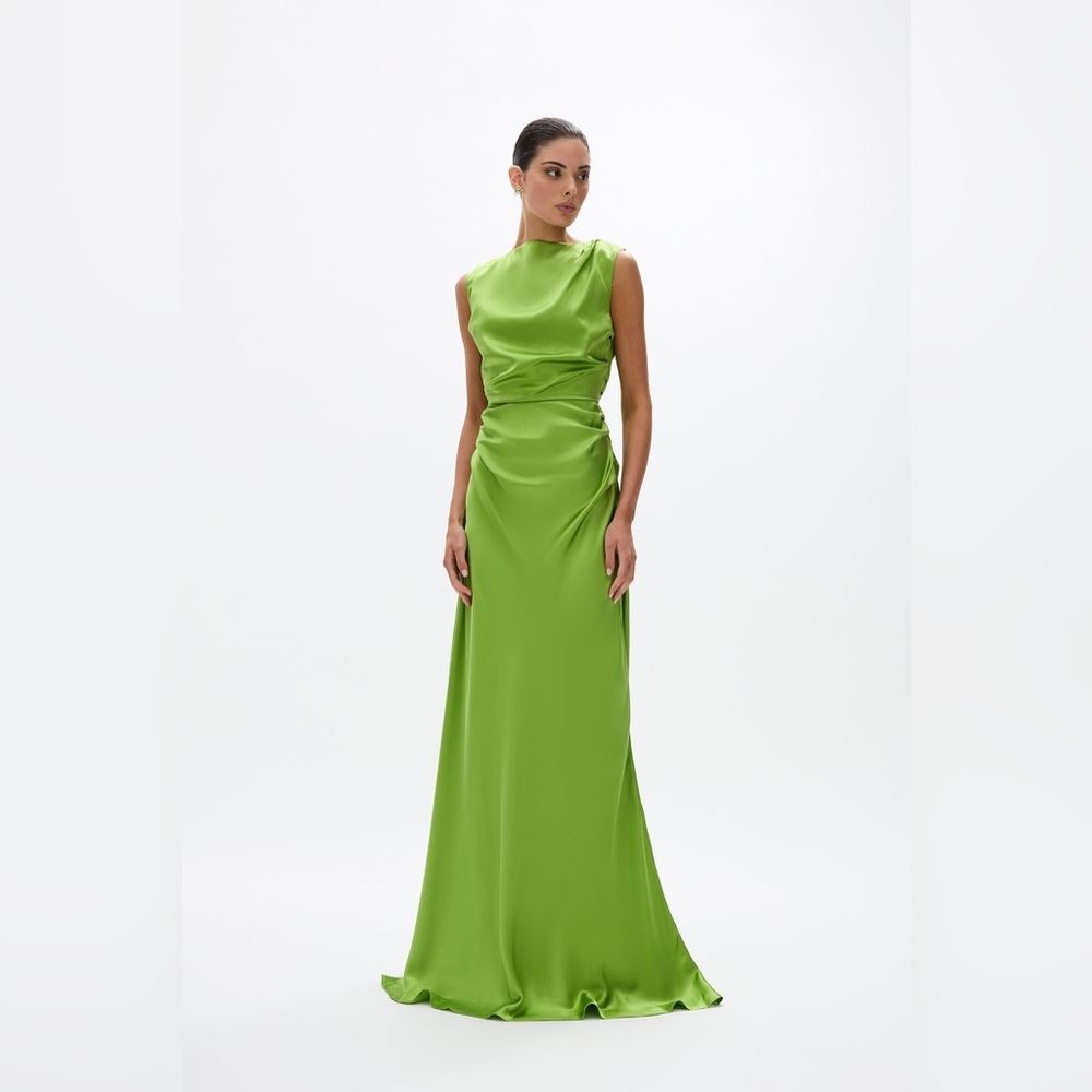 Rachel Gilbert Mabel Gown Green 100% Silk AU1/US4 NWOT
